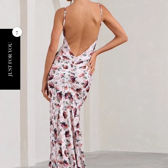 White cami Maxi Dress with Floral Pattern - Picture 4 of 5